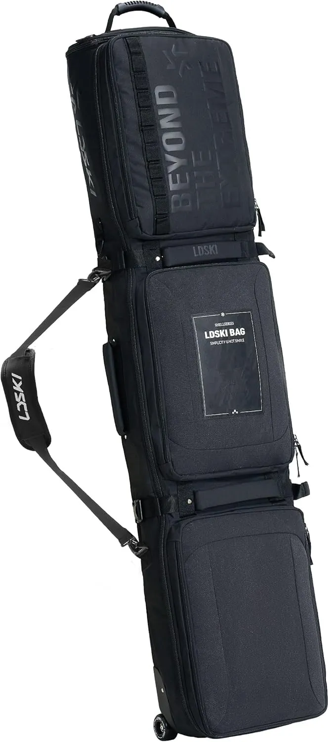 Padded Snowboard Bag with Wheels Expandable Ski Bags for Air Travel Adjustable Ski Bag