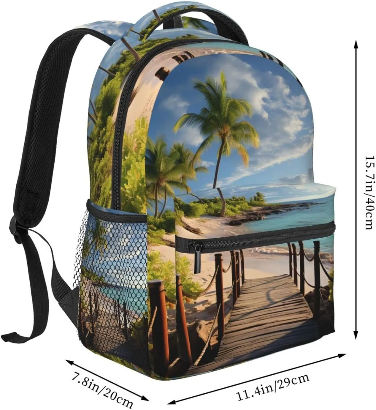 Palm Trees Beach Sea Ocean Backpack for Men Women Casual Daypack Laptop Backpack Computer Bag Travel Laptop Bag