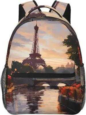 Paris Nature Scenery Backpack for Men Women Casual Daypack Laptop Backpack Computer Bag Travel Laptop Bag