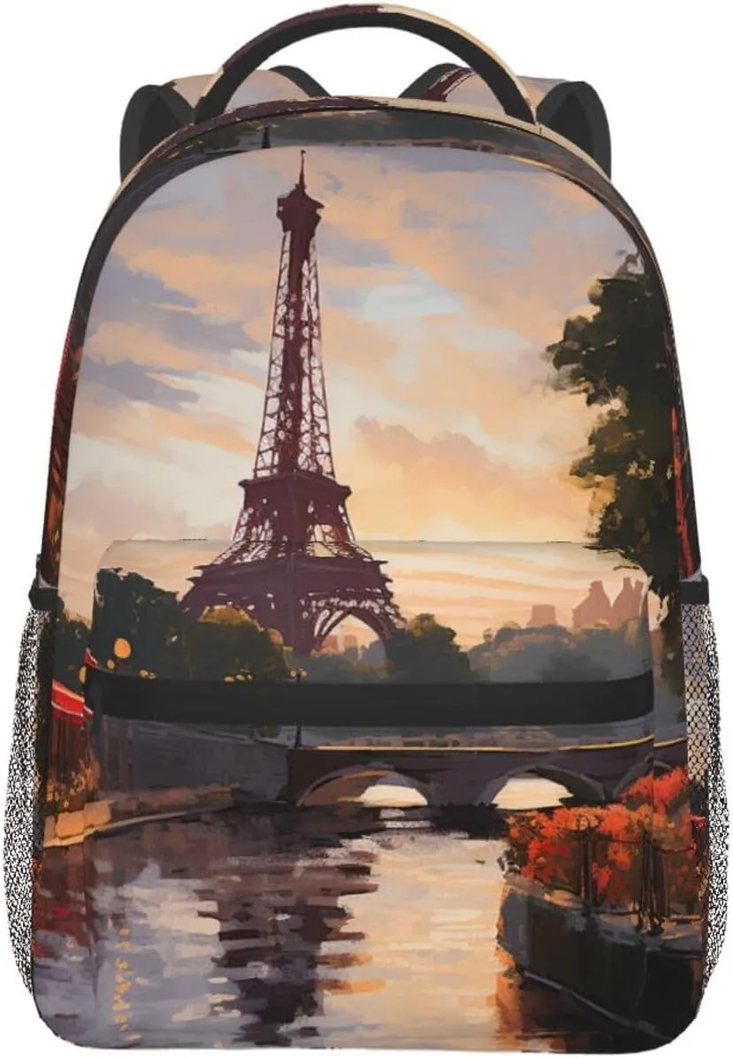 Paris Nature Scenery Backpack for Men Women Casual Daypack Laptop Backpack Computer Bag Travel Laptop Bag