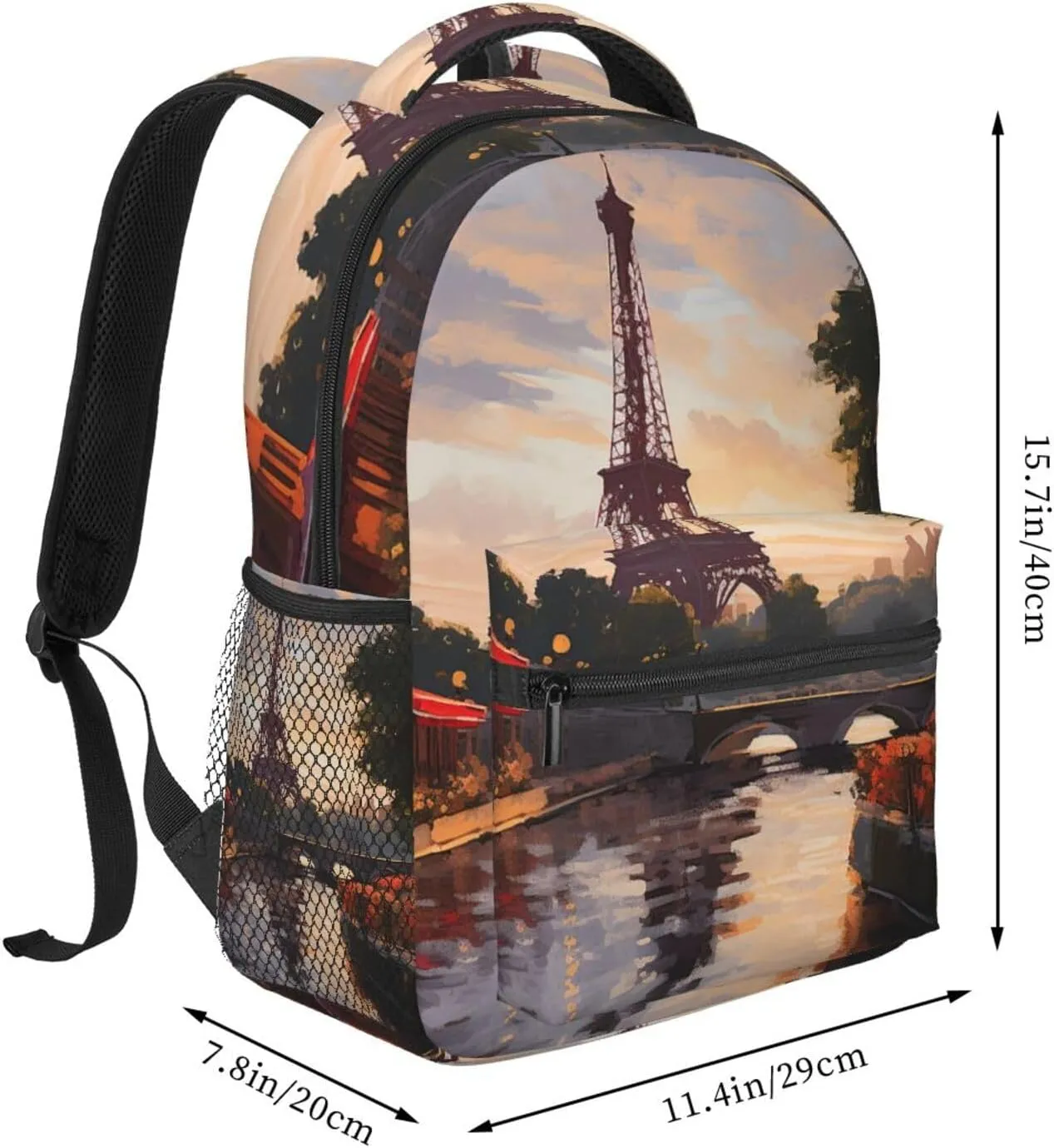 Paris Nature Scenery Backpack for Men Women Casual Daypack Laptop Backpack Computer Bag Travel Laptop Bag