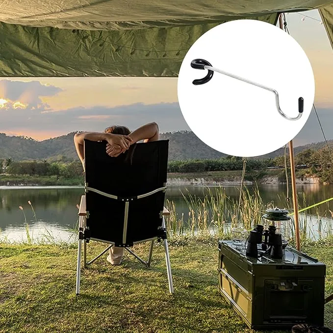 PATIKIL Camping Lantern Hook Hanger, 4 Pack Camping Equipment Non-Slip Tent Lamp Hooks Pole Hanger for Outdoor Hiking, Black