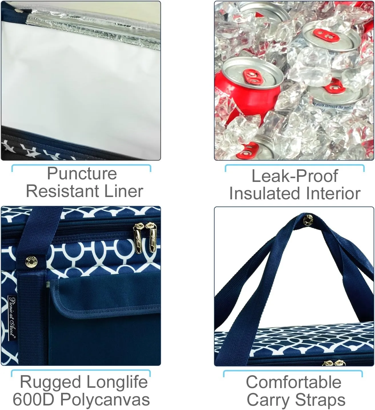 Picnic at Ascot 64 Can Capacity Semi Rigid Collapsible Leakproof Cooler- Designed & Quality Approved in the USA