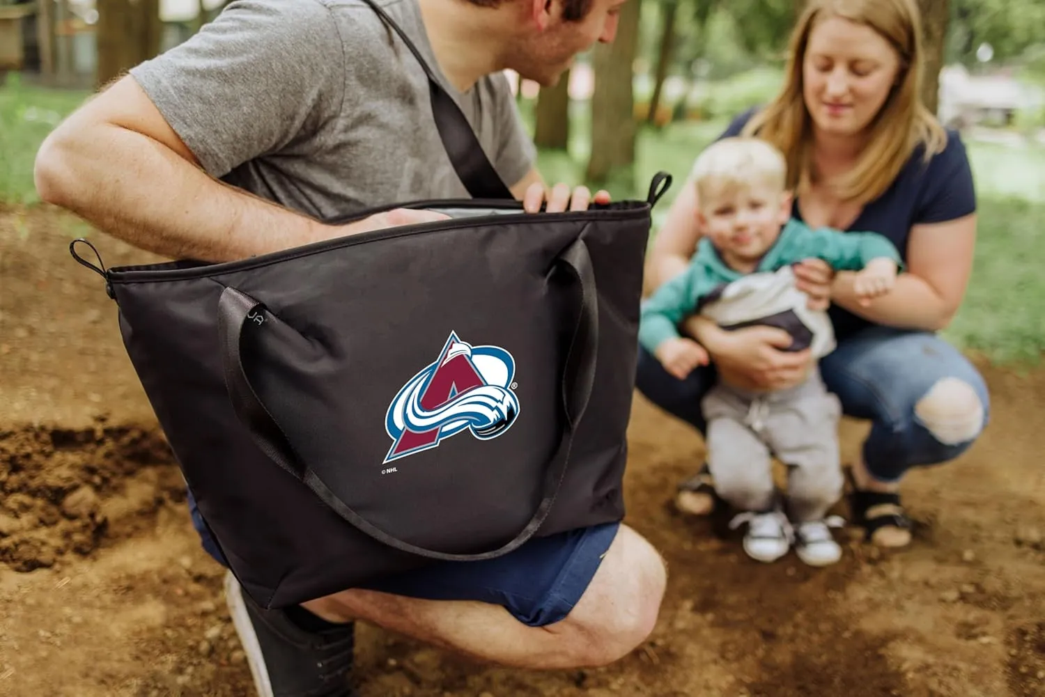 PICNIC TIME NHL Tarana Cooler Tote Bag made with Recycled Materials, Soft Cooler Tote Bag, Upcycled Picnic Cooler, (Carbon Black)