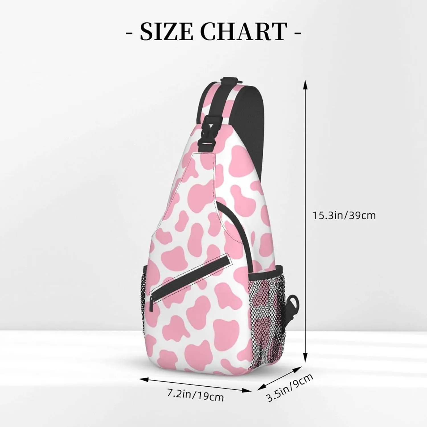Pink Cow Print Unisex Sling Daypacks Adjustable Rope Shoulder Chest Bags Gym Sport Travel Hiking Daypack For Men Women Gift
