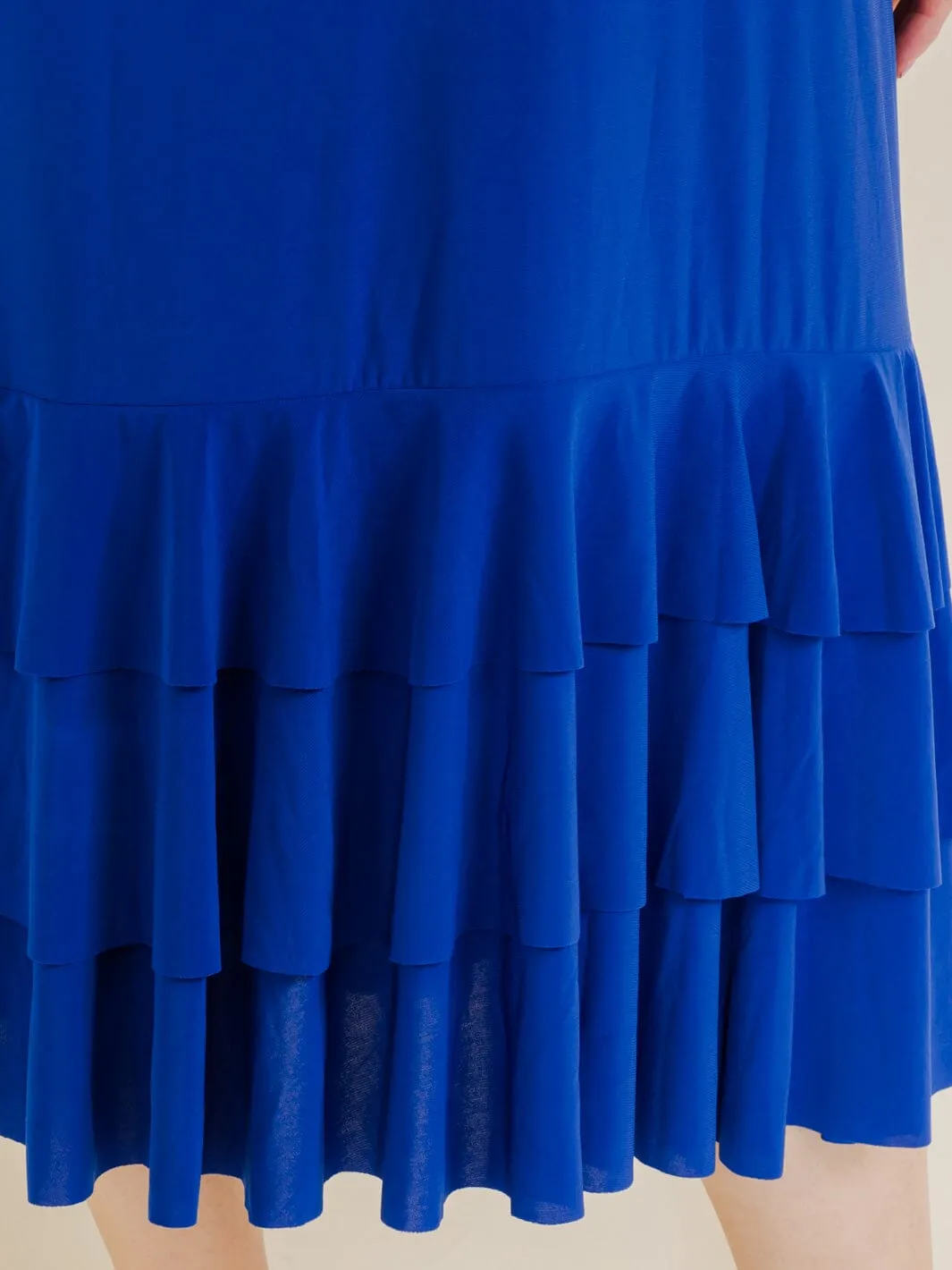 PLUS SIZE 3/4 SLEEVE FRONT POCKETS TIERED RUFFLE BOTTOM HEM MAXI DRESS