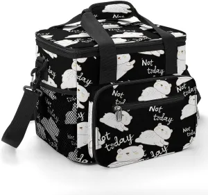 Polar Bear Not Today Soft Cooler Bag Insulated Grocery Bags Large Lunch Box for Travel Camping Car