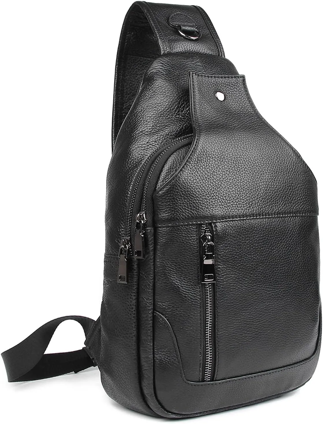 Polare Cowhide Leather Waterproof Casual Daypack Sling Shoulder Chest Crossbody Bag For Men