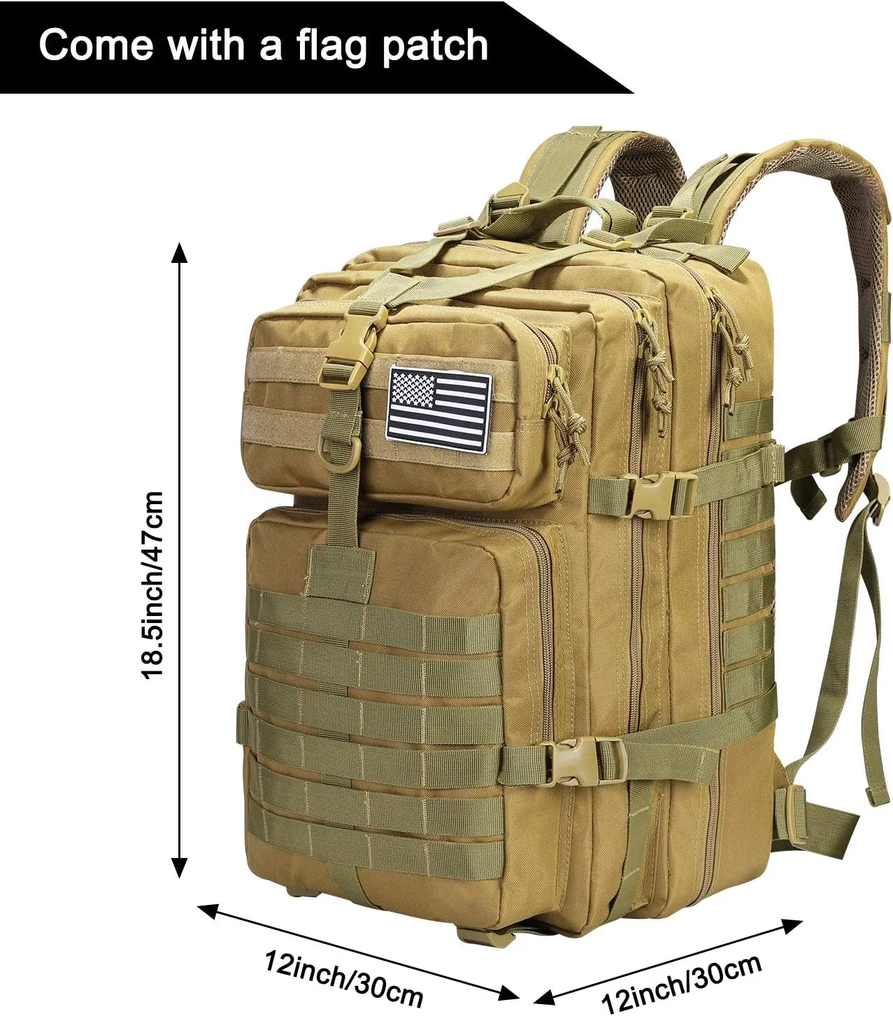 Prospo 40L Military Tactical Shoulder Backpack for Assault Survival Molle Bag Pack Fishing Backpack for Tackle Storage