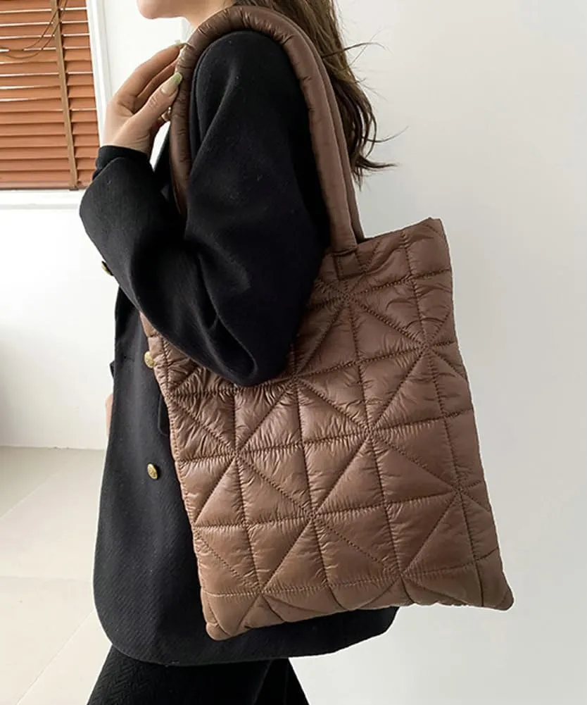Quilted Tote Bags for Women Lightweight Padding Down Cotton Shoulder Bag Padded Large Handbag Top Handle Purse
