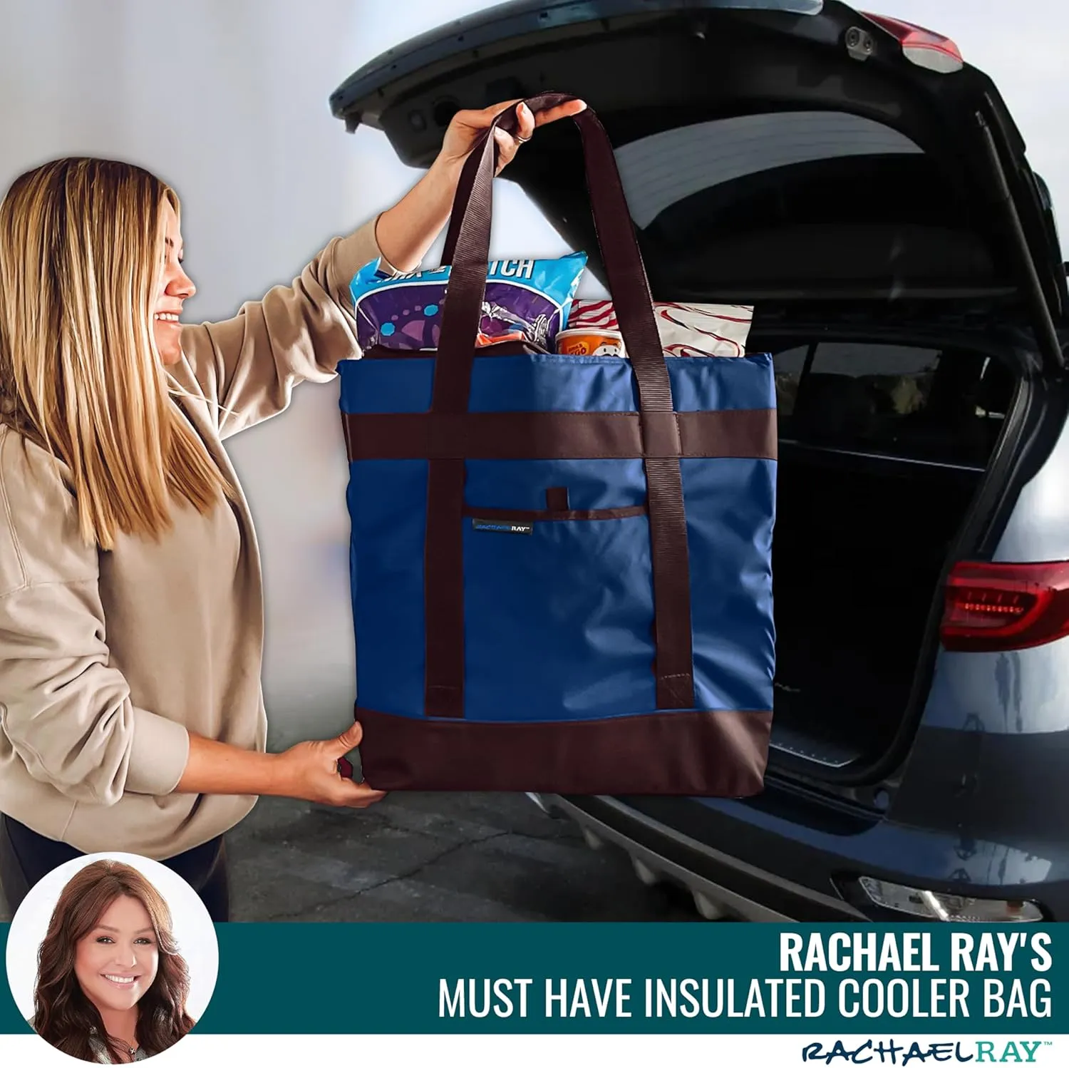 Rachael Ray Jumbo Chillout Thermal Tote, Insulated Soft Sided Cooler Bag