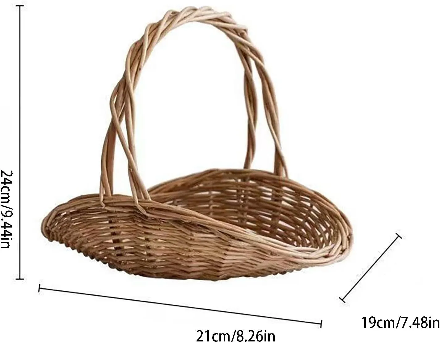 Rattan Basket with Handle Garden Baskets for Gathering Vegetables Portable Flower Gathering Basket New Multipurpose Woven Basket for Picnic Fruit Storage Organizing Easter Boxes (A, One Size)