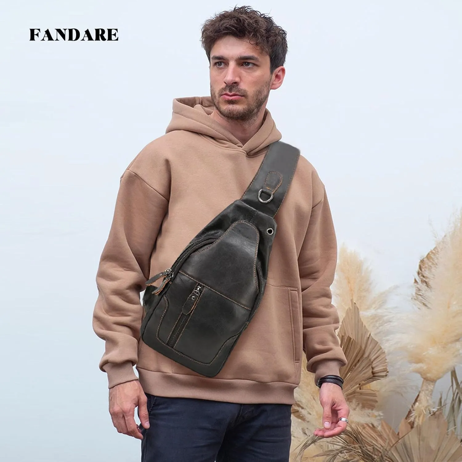 Retro Sling Bags Mens Leather Shoulder Packs Women Chest Crossbody Bags