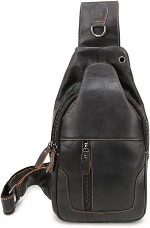 Retro Sling Bags Mens Leather Shoulder Packs Women Chest Crossbody Bags