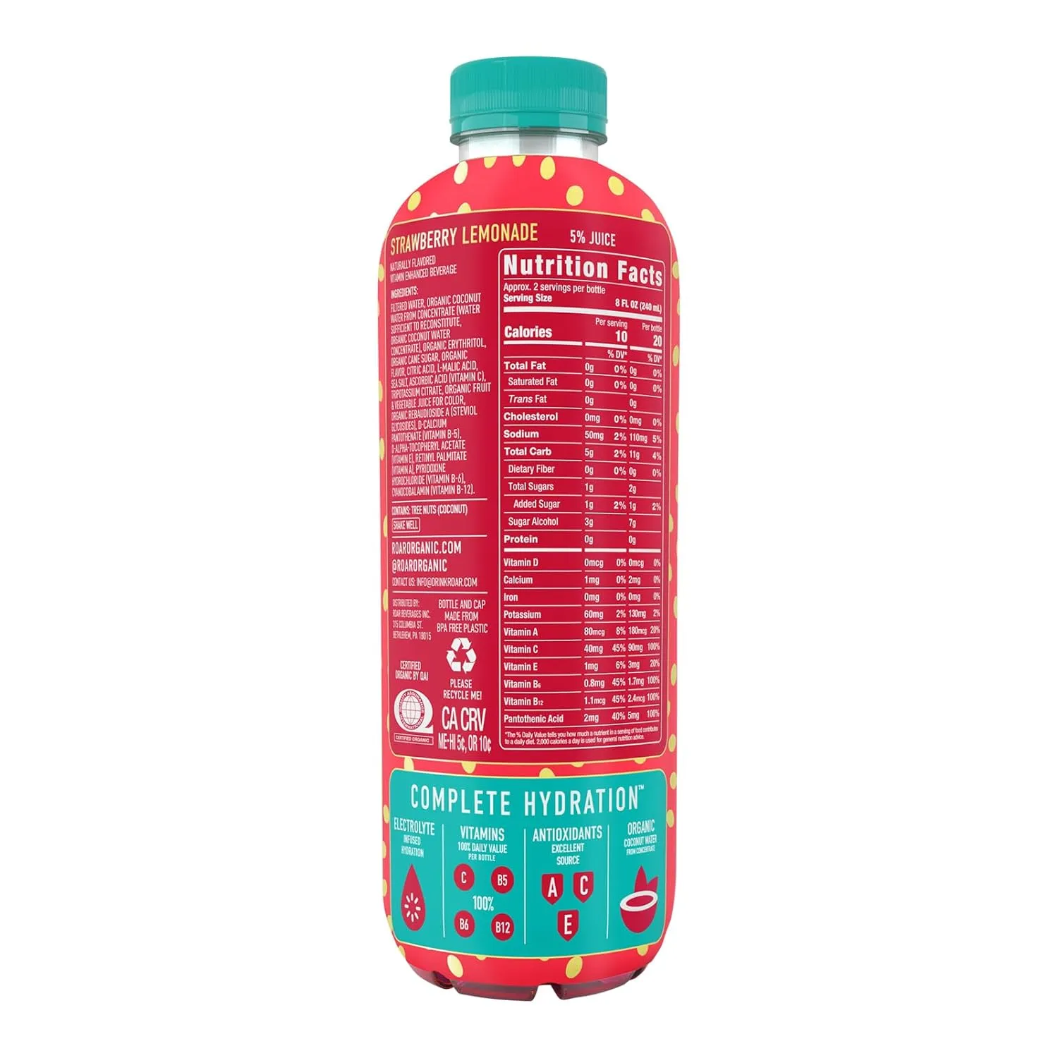 ROAR Complete Hydration Organic Variety Pack - Electrolyte Drinks Loaded with Vitamins C, B5, B12 - Hydrating Beverage Non-GMO, Gluten-Free - 12 pc