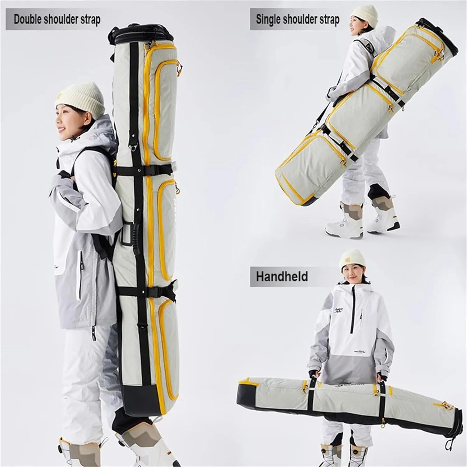 Roller Snowboard Bag with Wheels Double Rolling Ski Bag Adjustable Length Foldable Wheeled Ski Bag Waterproof Roller Snowboard Bag Extra Long/Wide/Deep for Air Travel