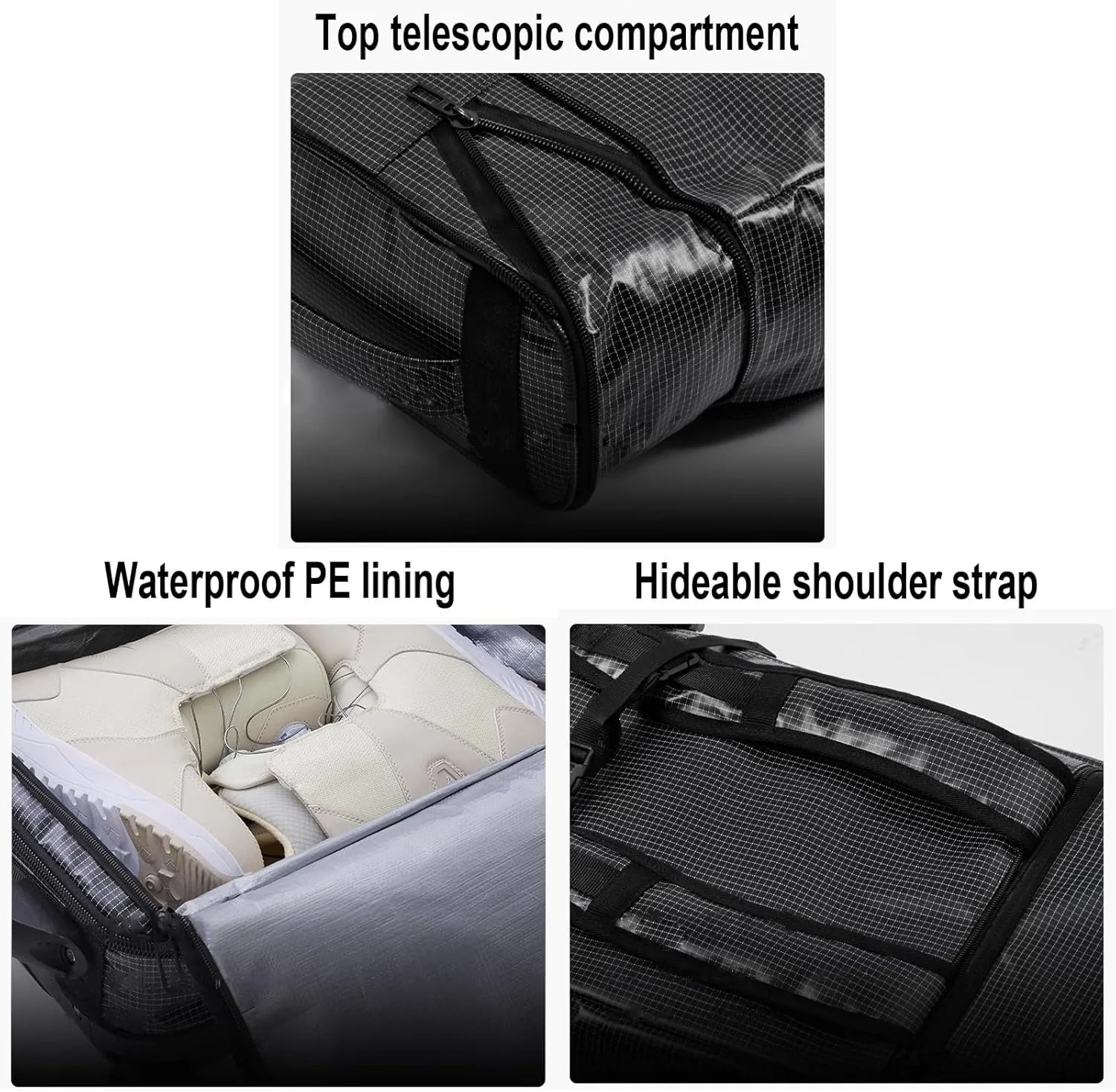 Roller Snowboard Bag with Wheels Double Rolling Ski Bag Padded Waterproof Snowboard Bag Foldable Wheeled Ski Bag for Single Ski or 2 Sets Skis