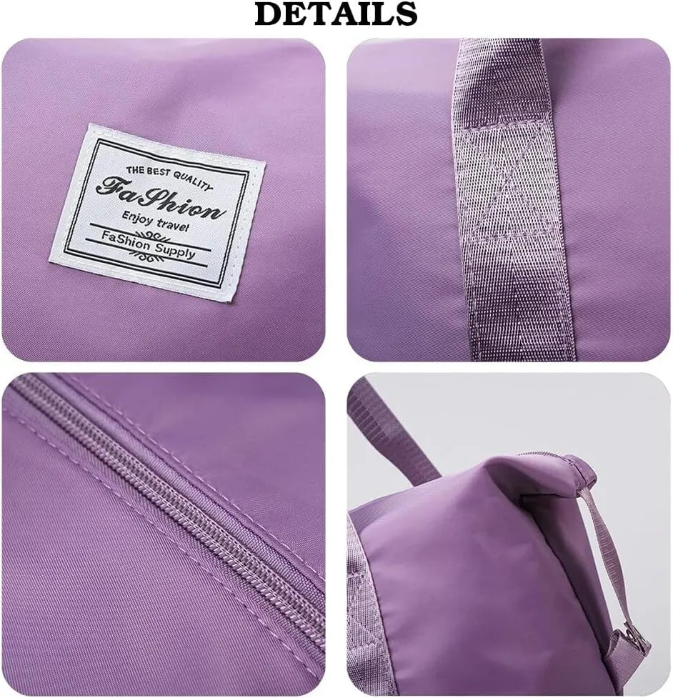 Rolling Duffle Bag with Wheels and Handle Foldable Travel Bag Expandable Carry on Bag with Detachable Casters Wheeled Weekender Bag for Women & Men - Purple