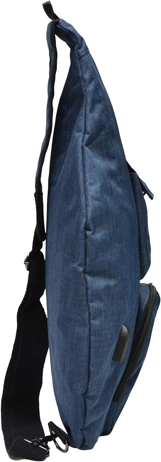 Rucksack Pickleball Bag, Anti-Theft Crossbody Sling, USB Charging Connector Port, Backpack, Soho Collection Navy
