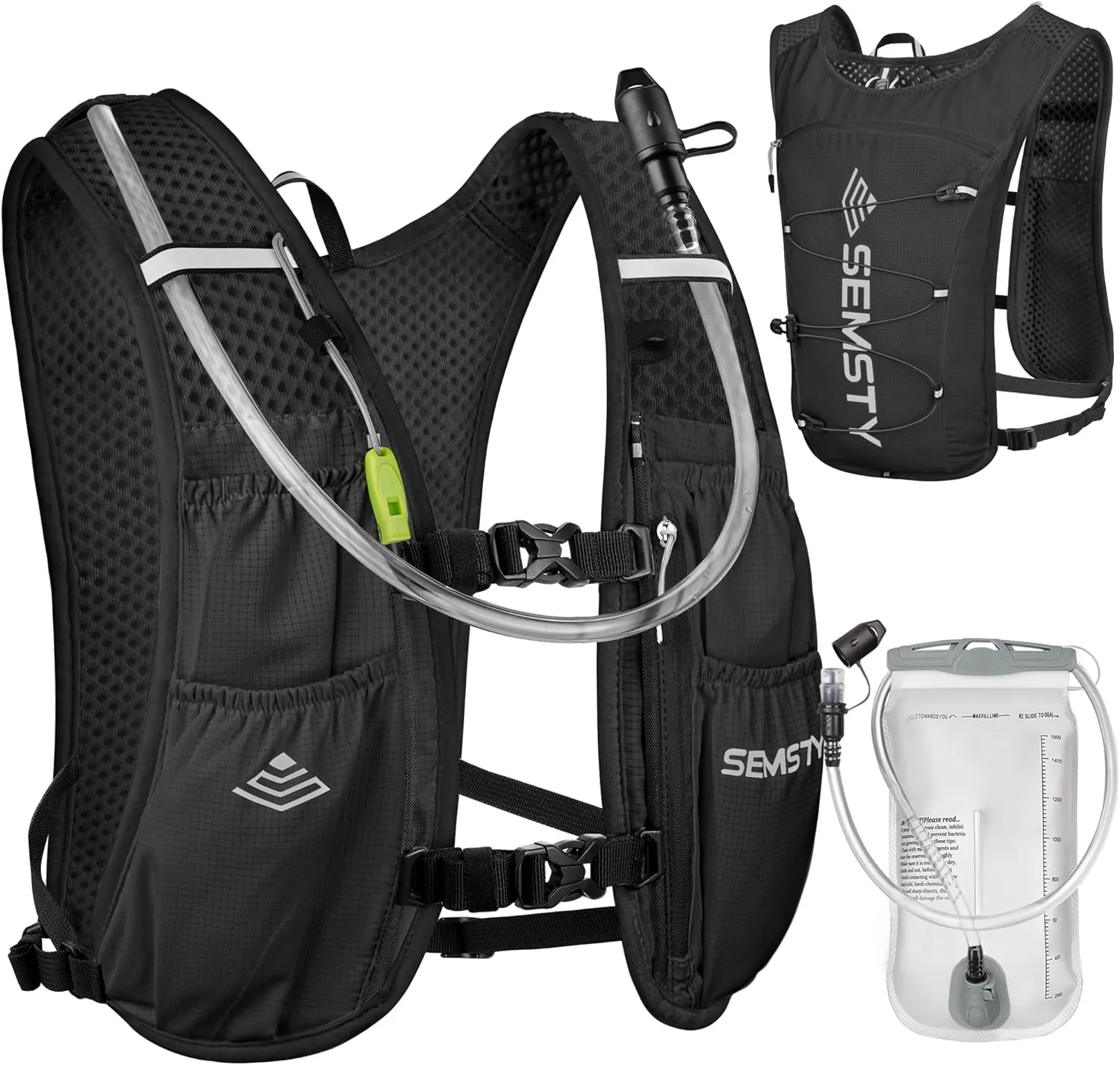 Running Hydration Vest - 5L, with 1.5L Water Bladder, Lightweight for Hiking and Cycling