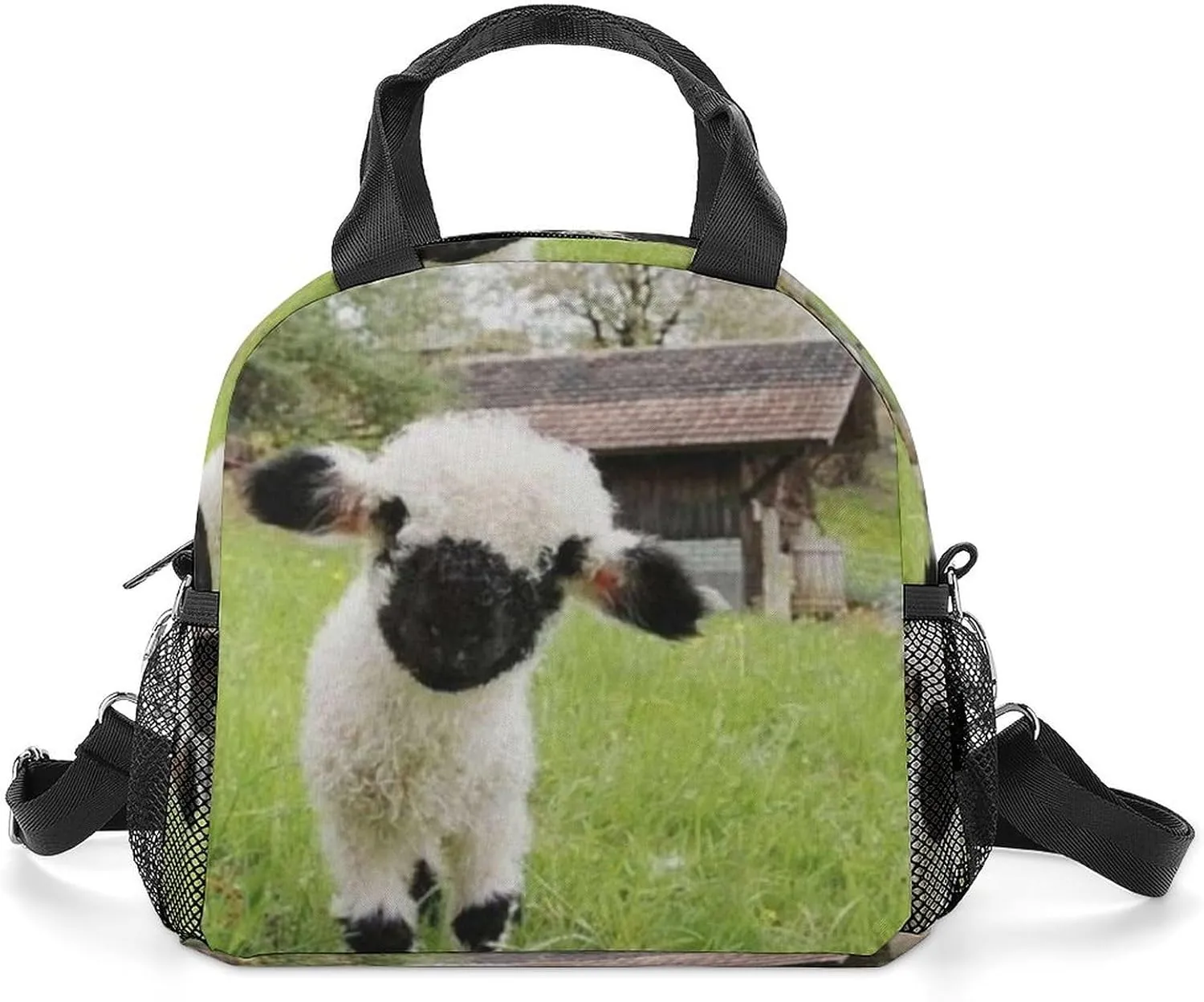 Scotland Black Sheep Lunch Bag Women Insulated Cooler Bag Reusable Crossbody Lunch Tote Bag