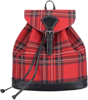 Signare Tapestry Fashion Backpack Rucksack for Women with Red Royal Stewart Tartan (RUCK-RSTT)