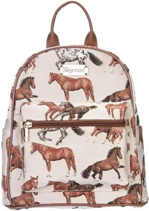Signare Tapestry Women Backpack Rucksack Casual Daypack Brown Running Horse (DAPK-RHOR)
