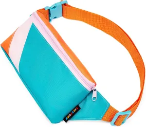 sissycos 80s Retro Neon Fanny Pack, 90s Accessories for Women Men Waist Packs, 2 Pockets Belt Waist Crossbody Bag, Adjustable And Lightweight