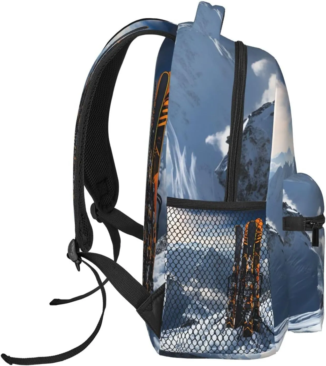 Skis on mountain Backpack for Men Women Casual Daypack Laptop Backpack Computer Bag Travel Laptop Bag