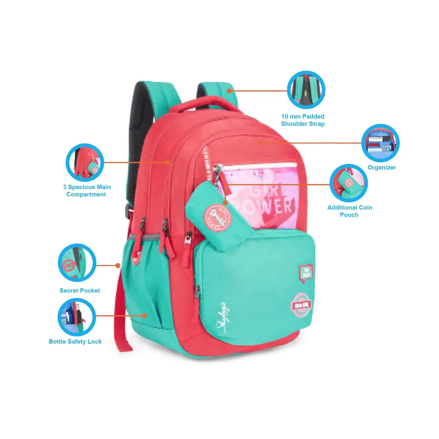 Skybags Drip NXT  02 BP With Coin Pouch Pink