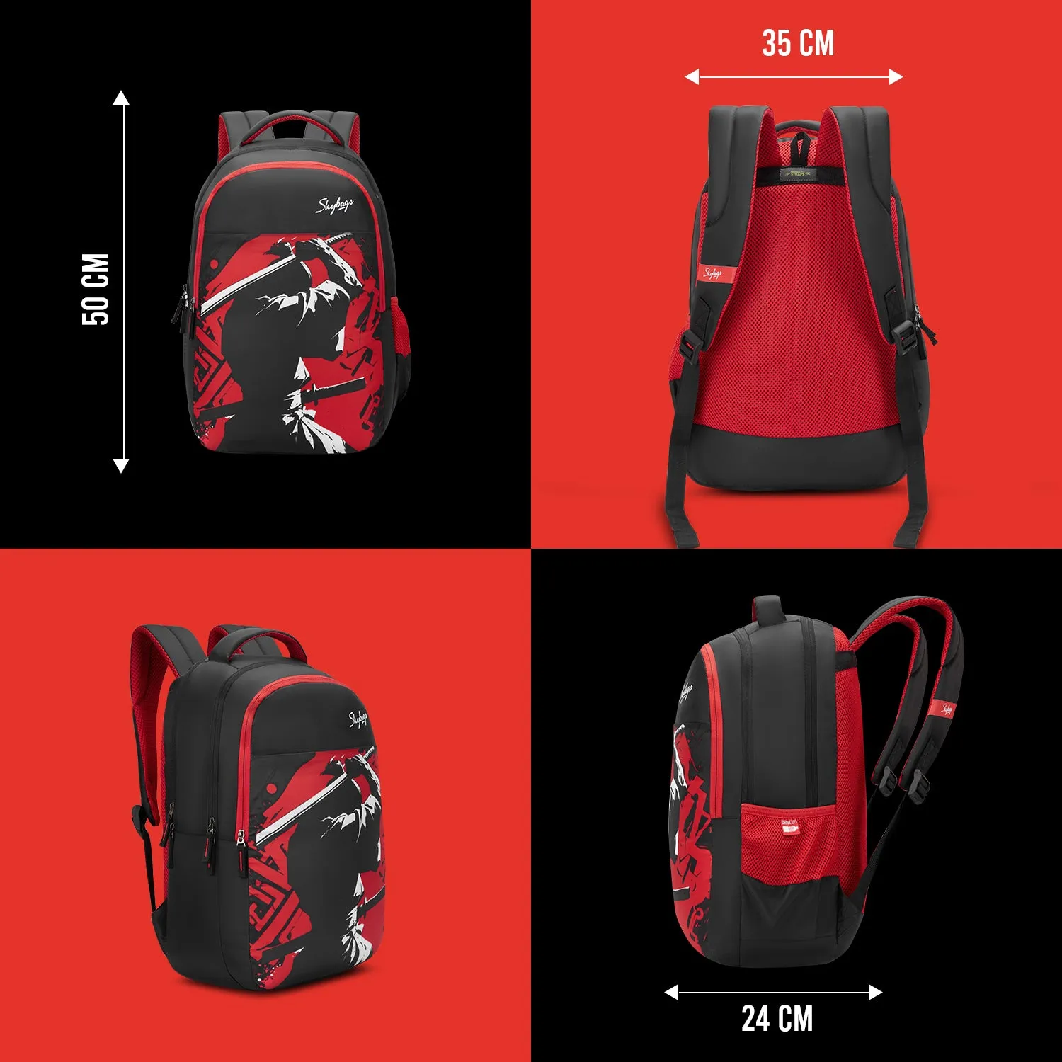 Skybags KYRO 02 SCBP KATANA RED BLACK