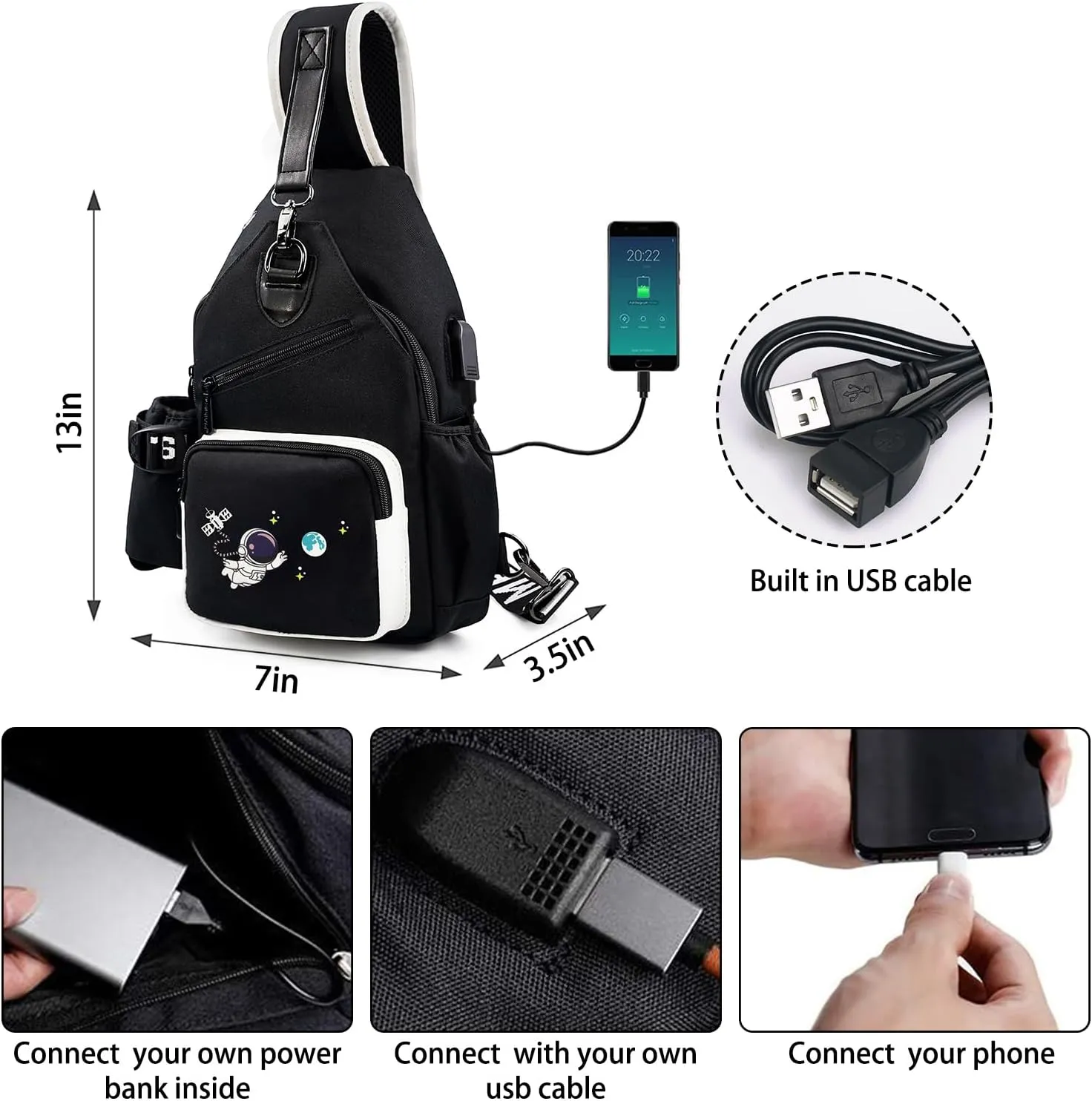 Sling Bag, Crossbody Shoulder Bag for Mens Women Multipurpose Daypacks Chest Bag
