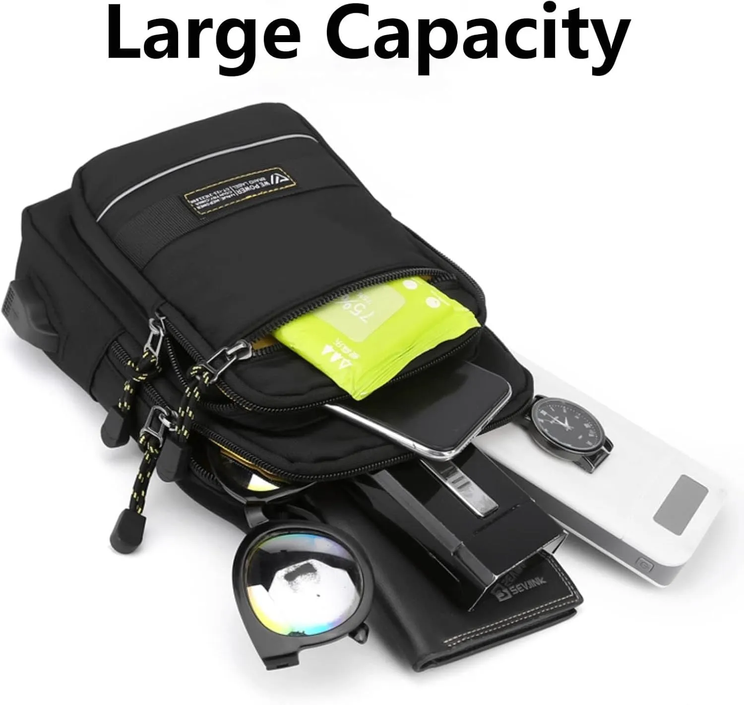 Sling Bag for Men Women, Shoulder Backpack Chest Bags Hiking Daypacks(Black)