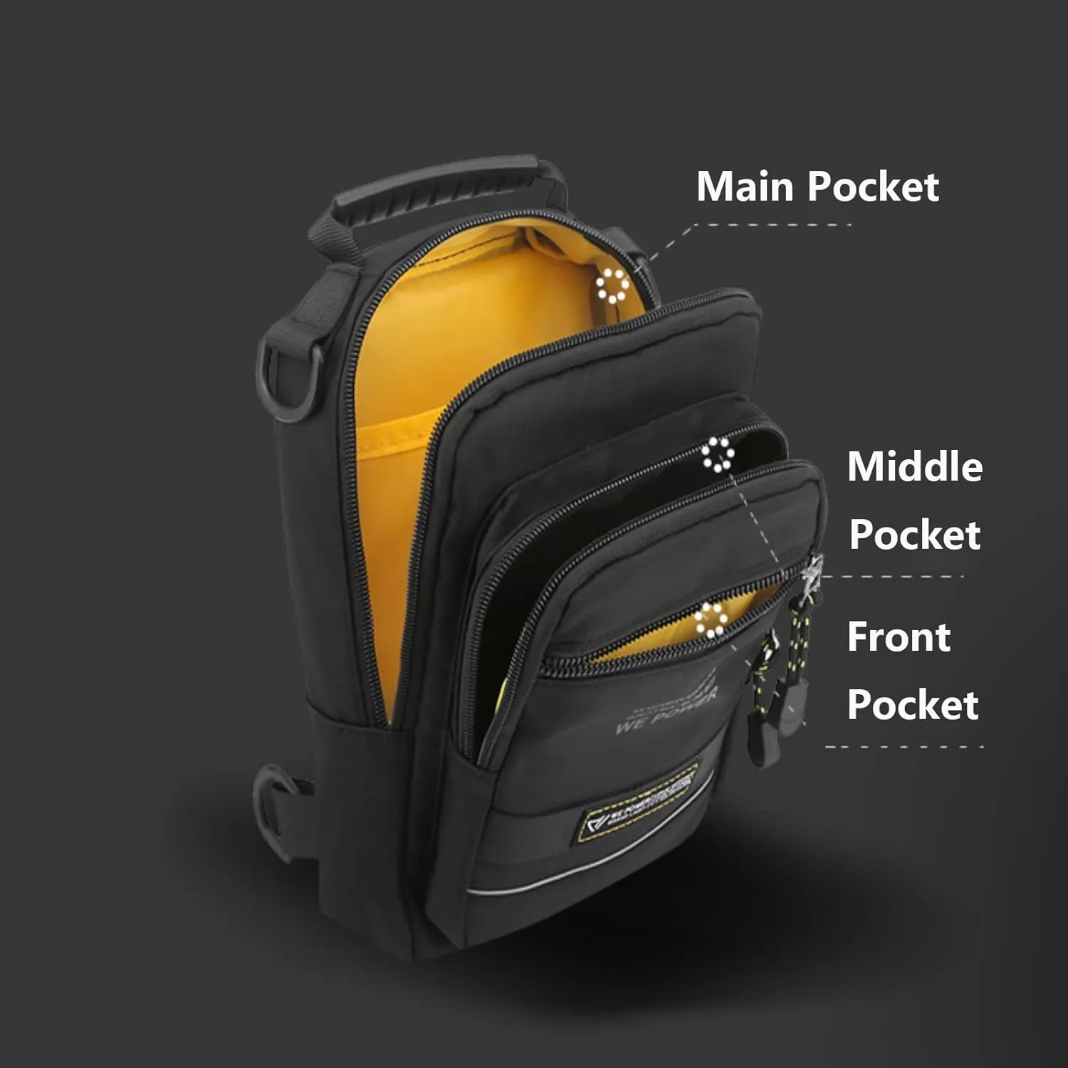 Sling Bag for Men Women, Shoulder Backpack Chest Bags Hiking Daypacks(Black)