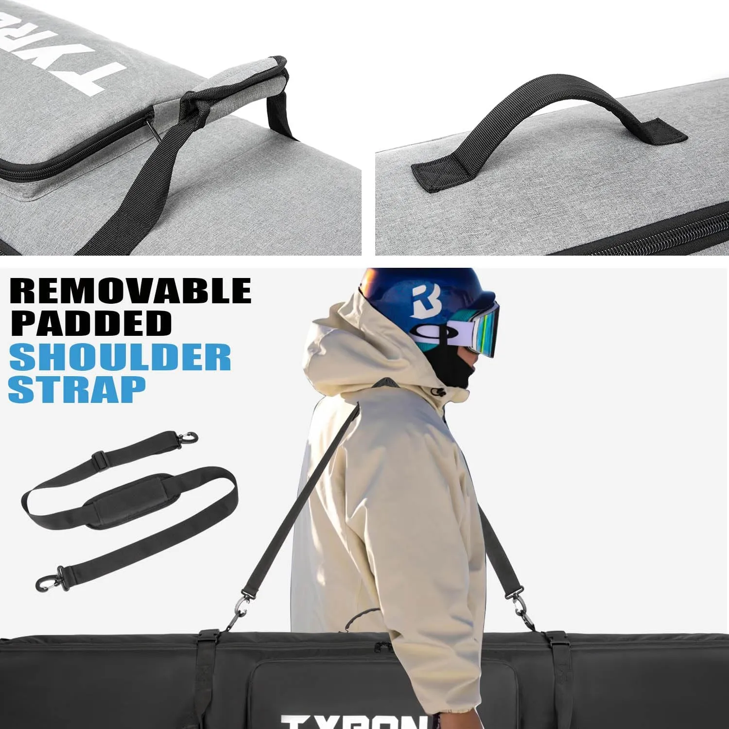 Snowboard Bag with Wheels,Heavy Duty 600D Polyester Oxford Wear-Resistant,Padded Snowboard Bag for Single Snowboard and Snowboard Boots.