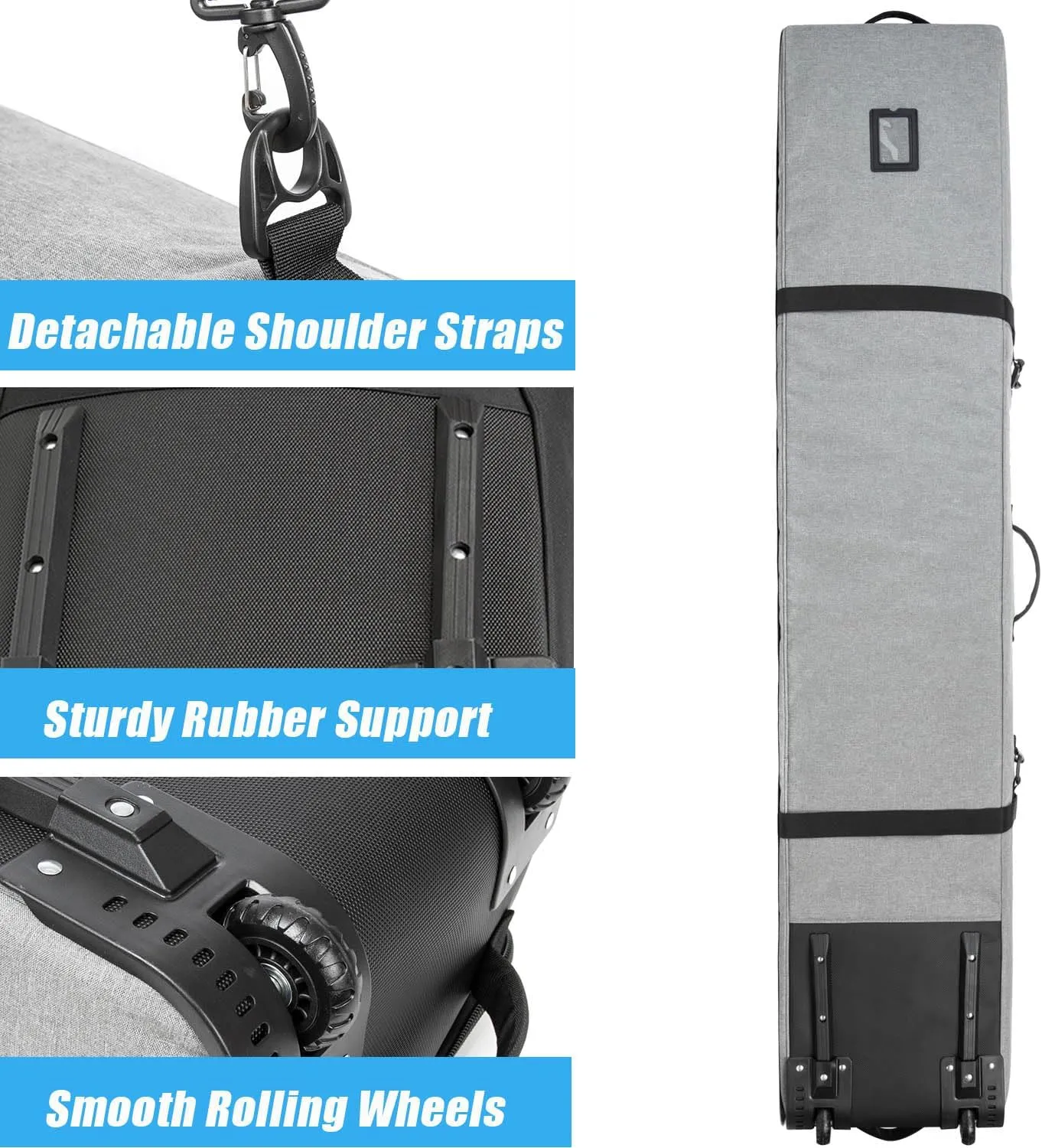 Snowboard Bag with Wheels,Heavy Duty 600D Polyester Oxford Wear-Resistant,Padded Snowboard Bag for Single Snowboard and Snowboard Boots.