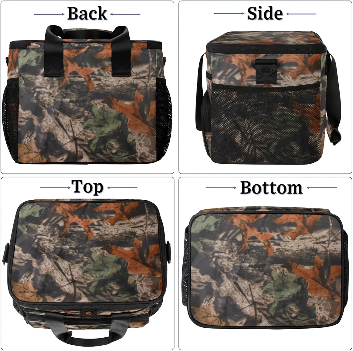 Soft Cooler Bag Forest Camo Camouflage Insulated Lunch Box for Men & Women, Large Leakproof Lunch Bag Portable Beach Cooler for Work, Picnic, Road Trips,Fishing, Travel, Camping,A-1