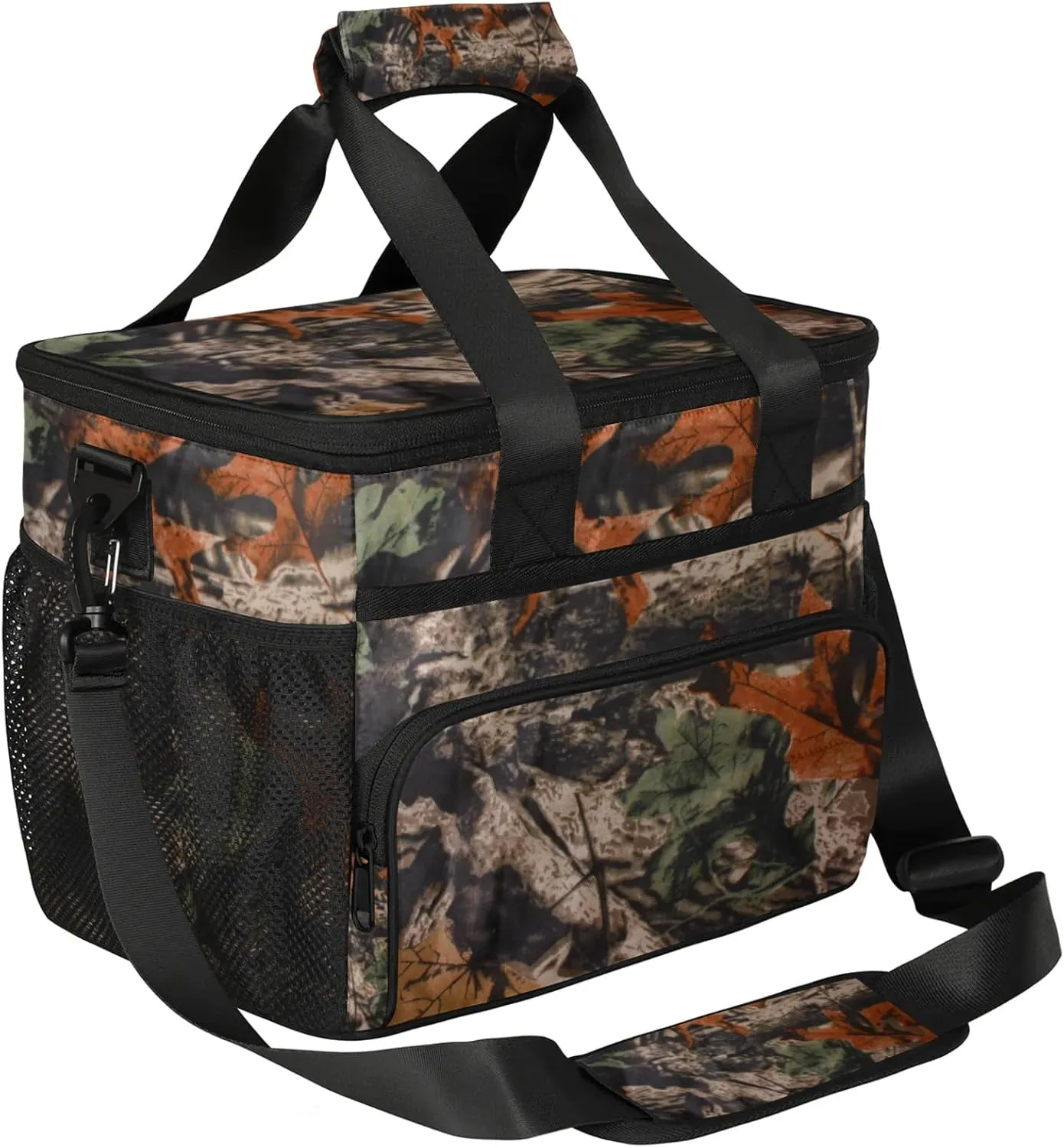 Soft Cooler Bag Forest Camo Camouflage Insulated Lunch Box for Men & Women, Large Leakproof Lunch Bag Portable Beach Cooler for Work, Picnic, Road Trips,Fishing, Travel, Camping,A-1