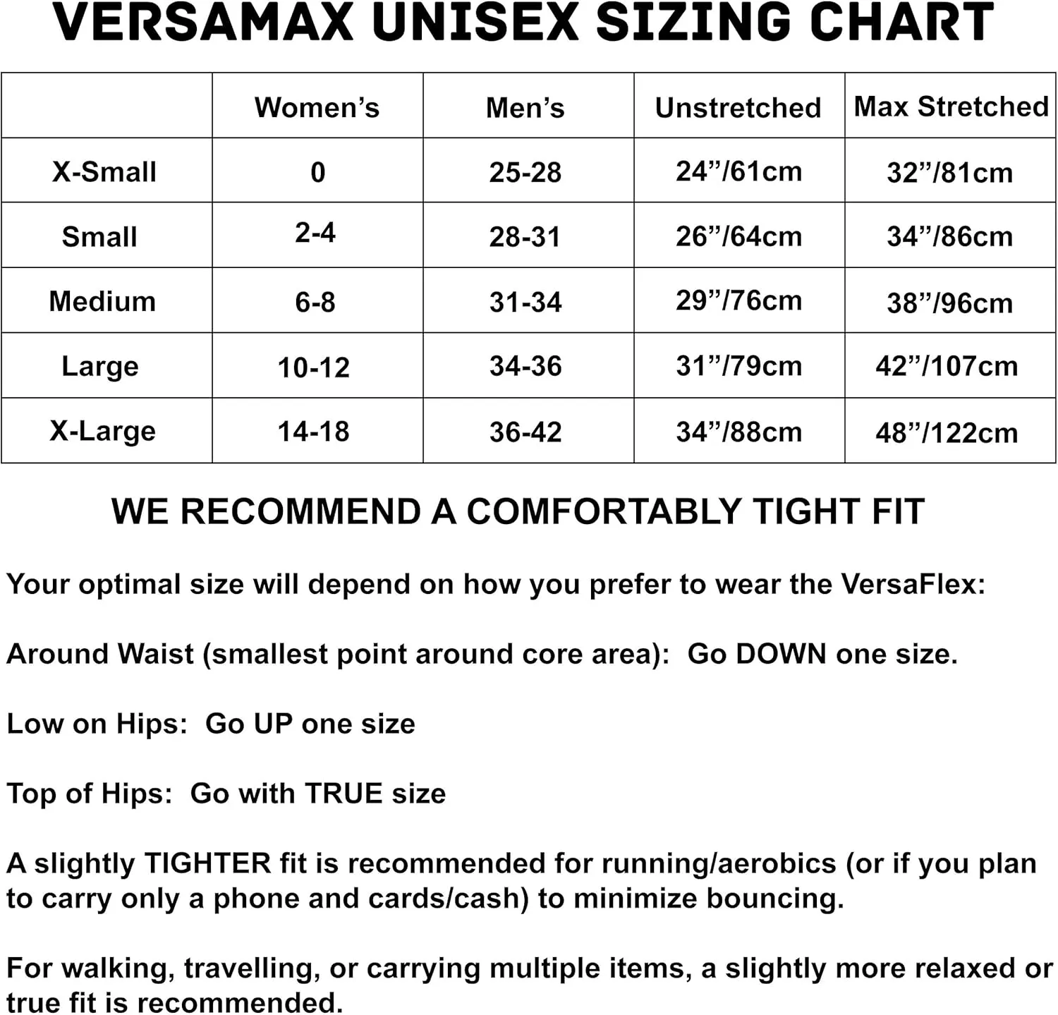 Sporteer VersaMax Running Belt, Travel Belt, Workout Waist Pack - Large Security Pockets Fit All Smartphones, Money, Passport, and Other Valuable Items (Black, Medium)