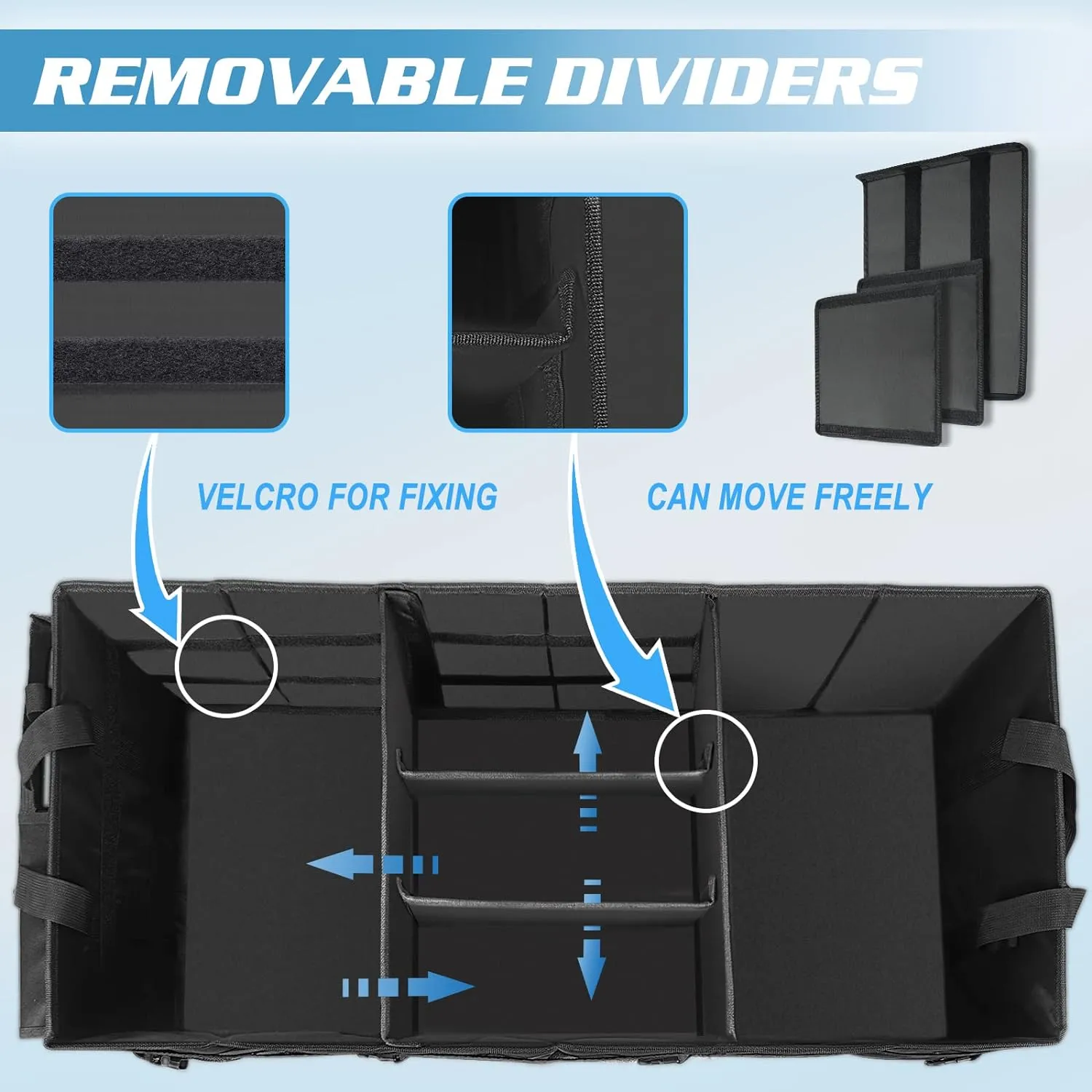 Sposuit Trunk Organizer with Insulated Leakproof Cooler Bag, 98L Collapsible Car Storage Large Trunk Organizer for Car SUV Van with Removable Dividers & Adjustable Securing Straps