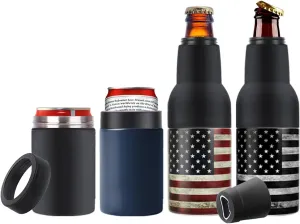 Stepstall 4 Packs Beer Gifts for Men, 4-in-1 Beer Bottle and Can Cooler for 12 Oz. Slim Can Bottle, Beer Bottle Insulators Holder Vacuum Stainless Steel