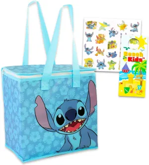 Stitch Cooler Bag Set - Bundle with Disney Insulated Tote with Zipper for Picnics and Parties Plus Stickers, More | Disney Lilo and Stitch Reusable Grocery Bag