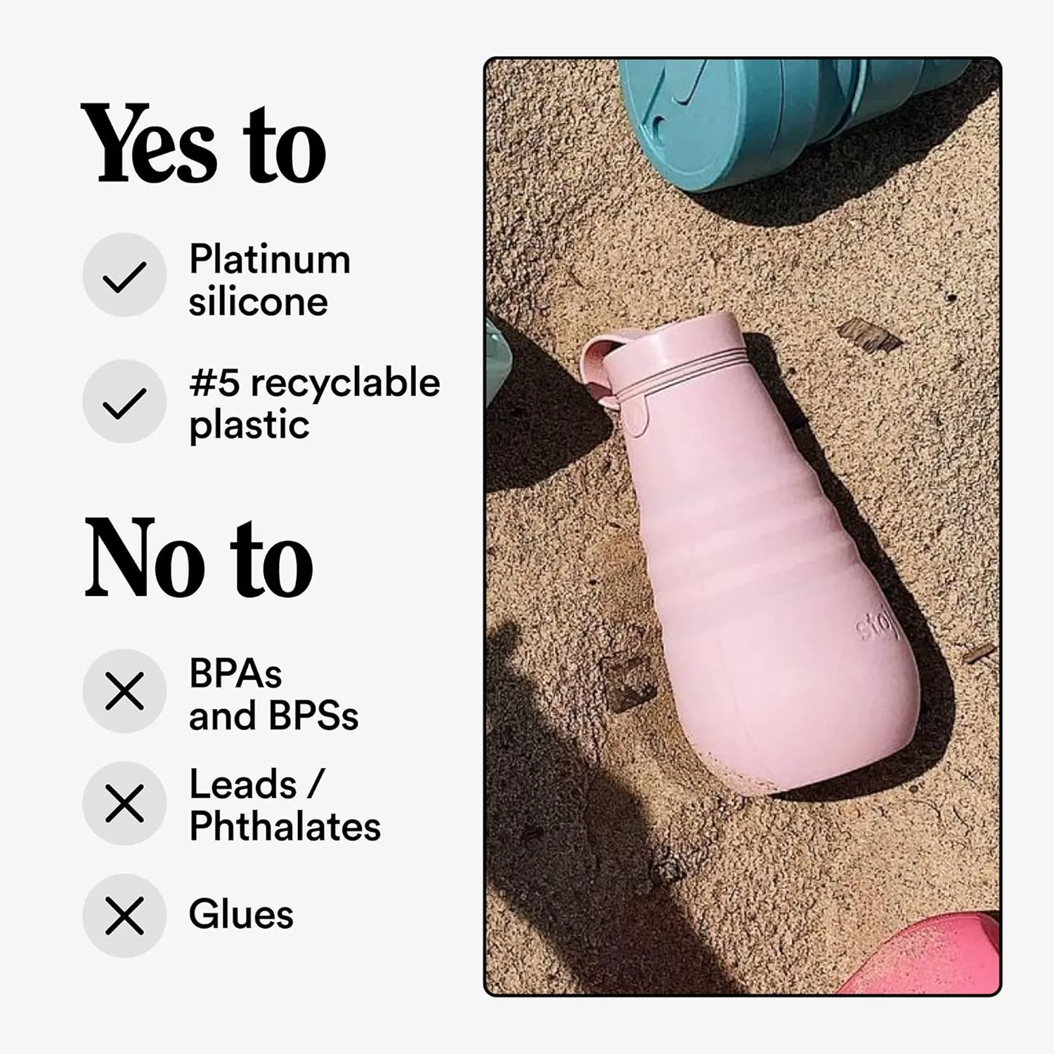 STOJO Collapsible Water Bottle – Carnation Pink, 20oz / 592ml - Leak-Proof Reusable Silicone Travel Cup for Hot & Cold Drinks - Microwave & Dishwasher Safe