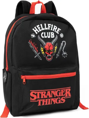 Stranger Things Hellfire Club Backpack | Black Rucksack with Adjustable Straps | Netflix Series Organised Luggage School Bag
