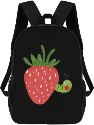 Strawberry Caterpillar 17 Inch Travel Backpack Casual Daypacks Computer Shoulder Bag for Work Shopping Unisex