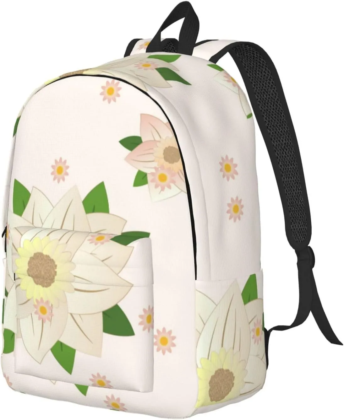 Stylish Canvas Casual Lightweight Backpack For Men, Women,Blooming Hexagonal White Laptop Travel Rucksack