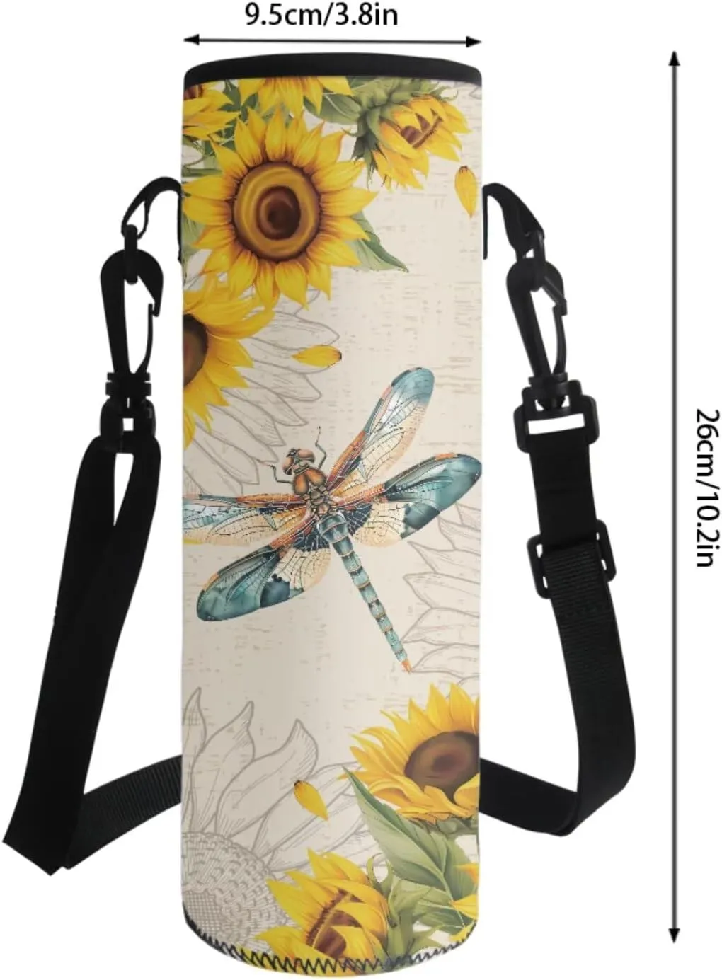 Suobstales Dragonfly Sunflower Print Backpack for Girls Boys Kids 4 Pack School Bag with Lunch Box Pencil Case Water Bottle Sleeve Set Middle High School Bookbag Travel Daypack Satchel Shoulder Bags