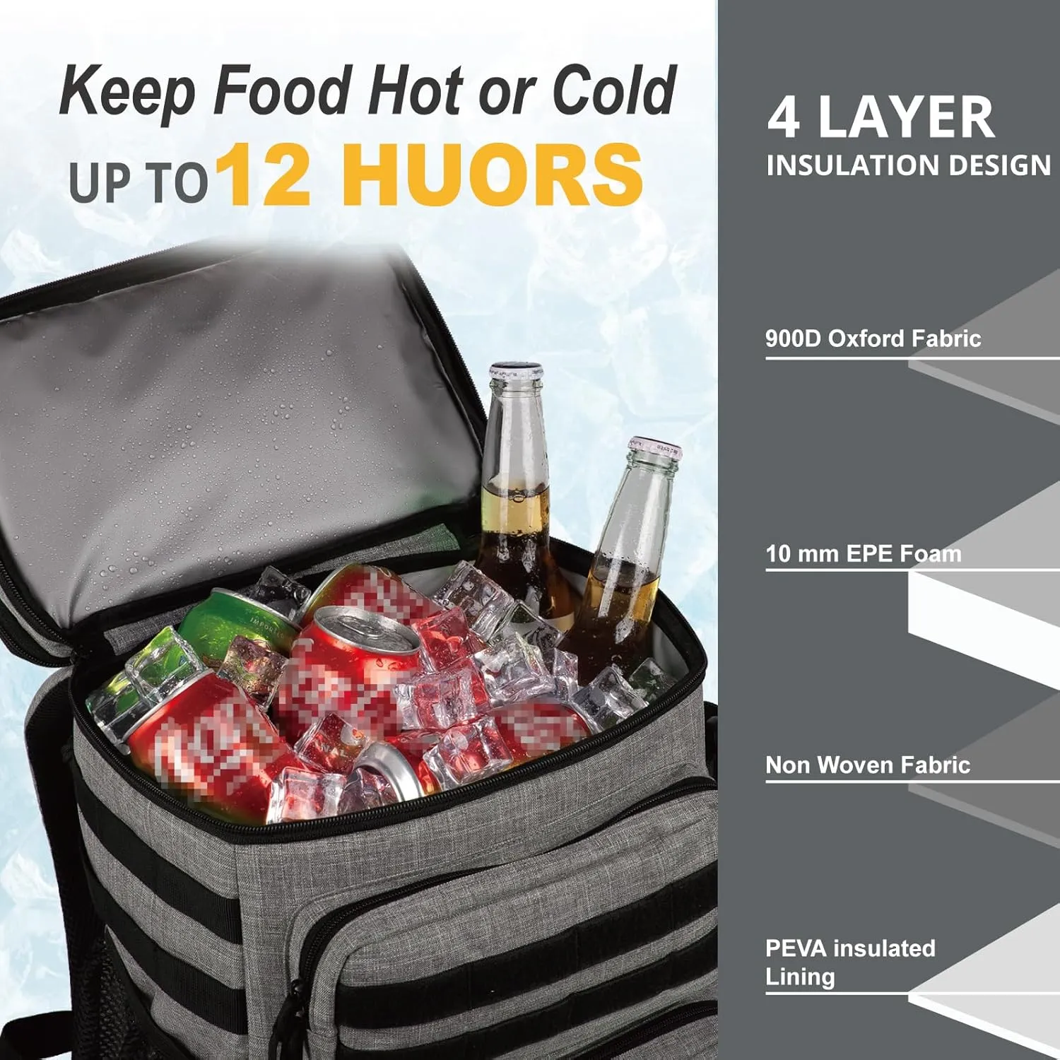 Tactical Backpack Cooler,Soft Lightweight Leakproof Cooler Backpack,Insulated Cooler Bag,Portable Soft Cooler Bag Waterproof for Beach, Travel, Camping, Picnic, Hiking