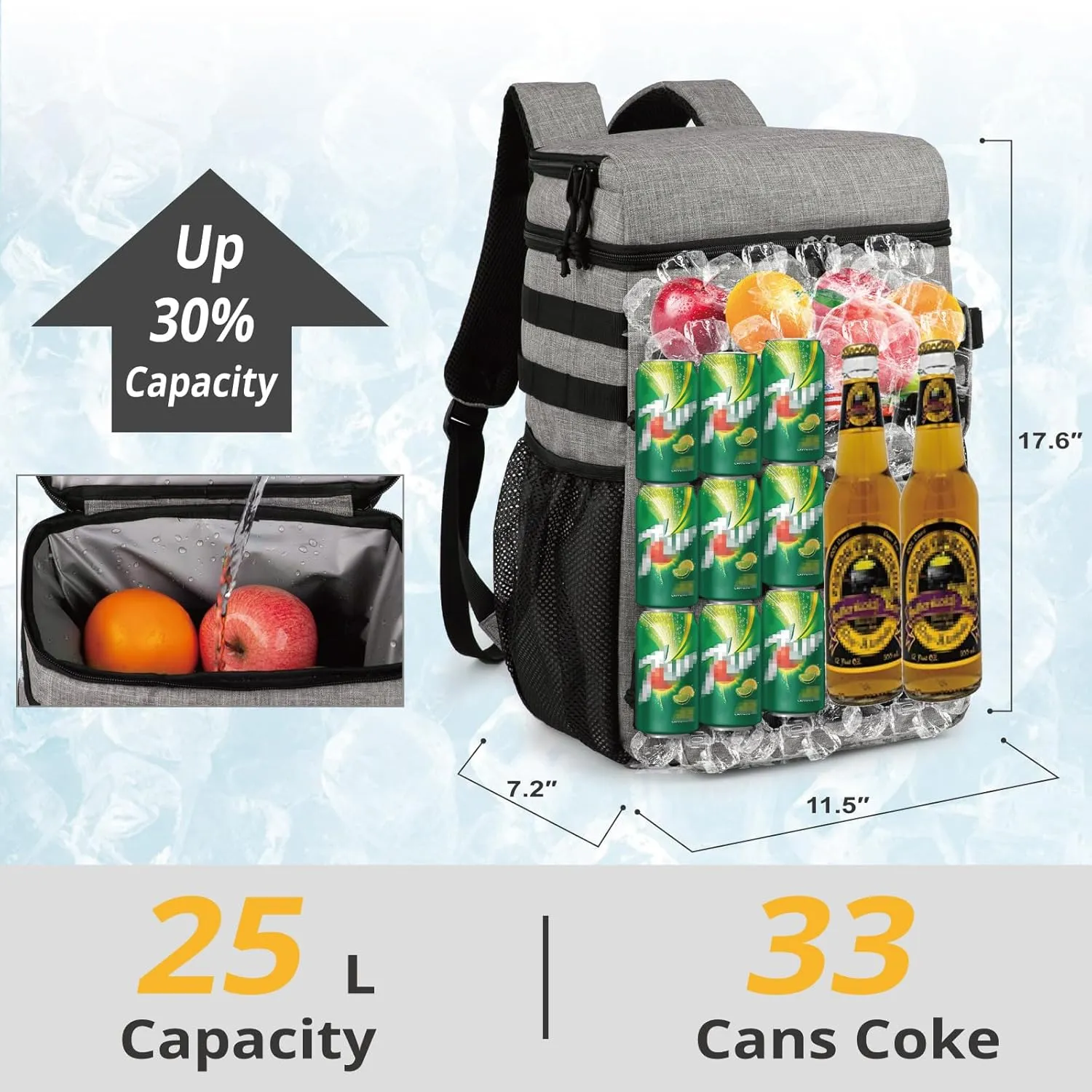 Tactical Backpack Cooler,Soft Lightweight Leakproof Cooler Backpack,Insulated Cooler Bag,Portable Soft Cooler Bag Waterproof for Beach, Travel, Camping, Picnic, Hiking