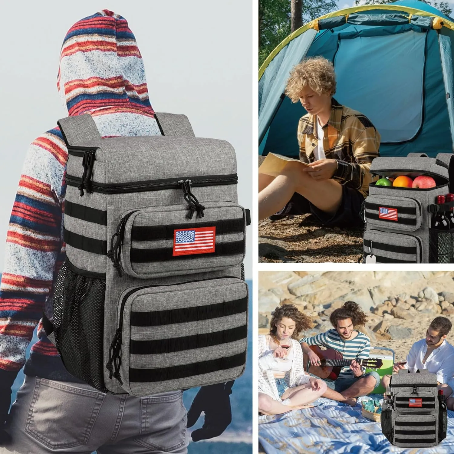 Tactical Backpack Cooler,Soft Lightweight Leakproof Cooler Backpack,Insulated Cooler Bag,Portable Soft Cooler Bag Waterproof for Beach, Travel, Camping, Picnic, Hiking